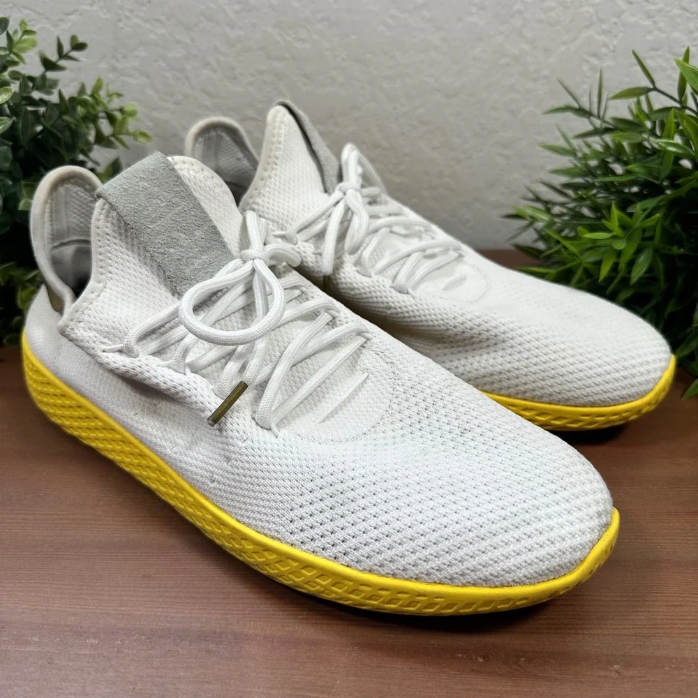 Adidas Mens Pharrell Williams Tennis Hu White Yellow BY2674 Sneakers Size 9.5